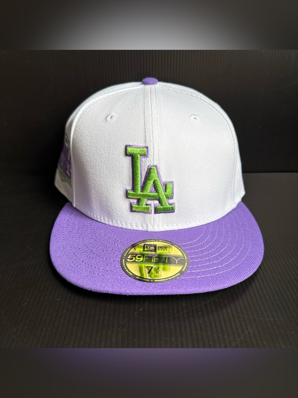 NWT New Era Los Angeles Dodgers White WS Side Patch Fitted Hat Cap Size 7 3/8